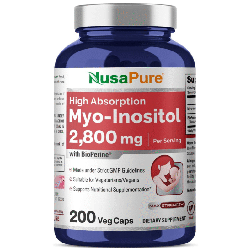 NusaPure Myo-Inositol - Suitable for Vegetarian/Vegan, Non - GMO - 2800mg, 200 Capsules