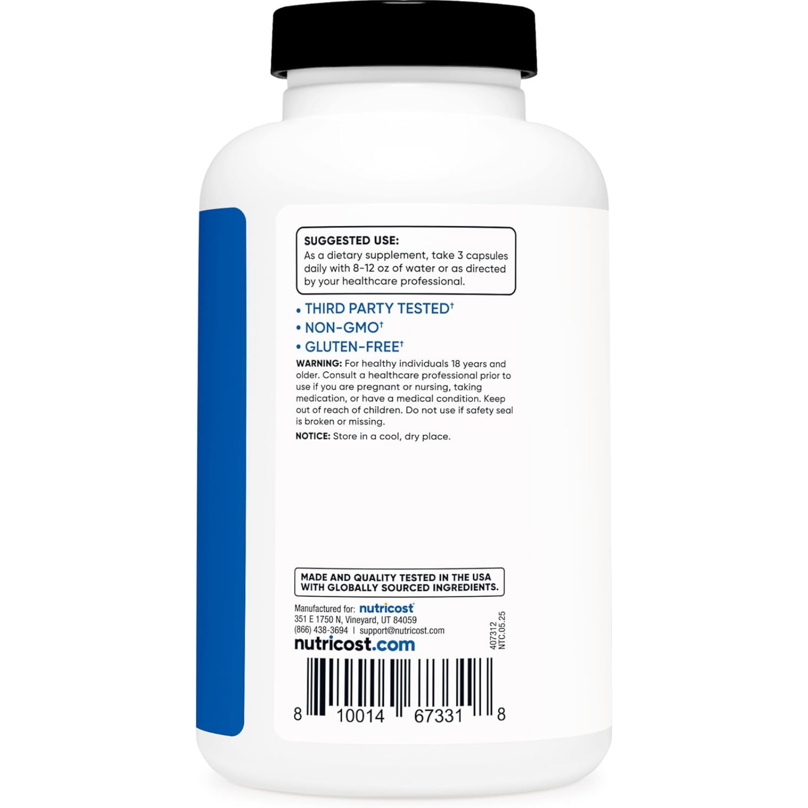Nutricost Nitric Oxide Booster 2250mg, 180 Capsules - 750mg Per Casule, 60 Servings - Gluten Free and Non-GMO - الصورة 2