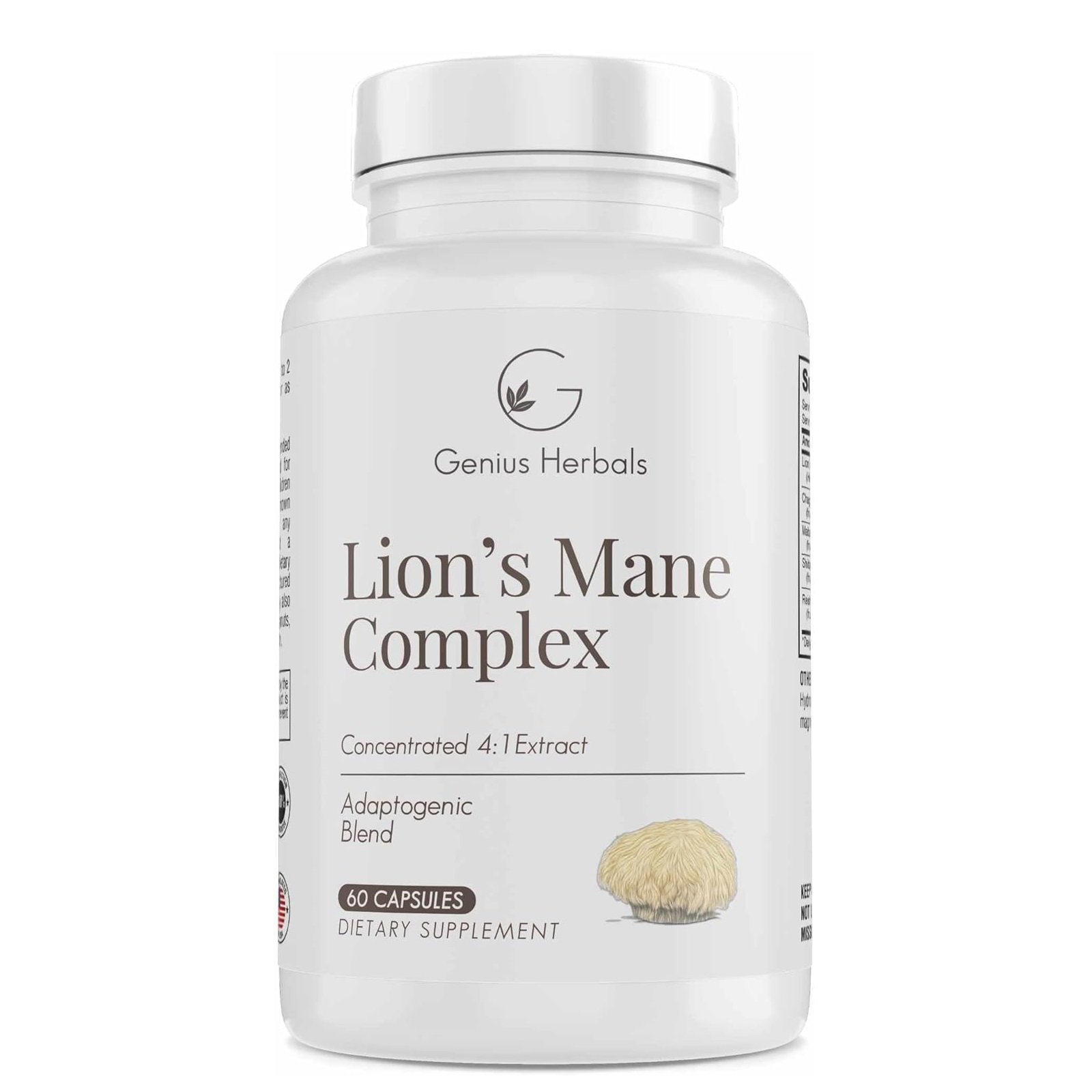 Lions Mane Complex - Concentrated 4:1 Extract for Brain Health, Cognitive and Memory Support - 60 Capsules