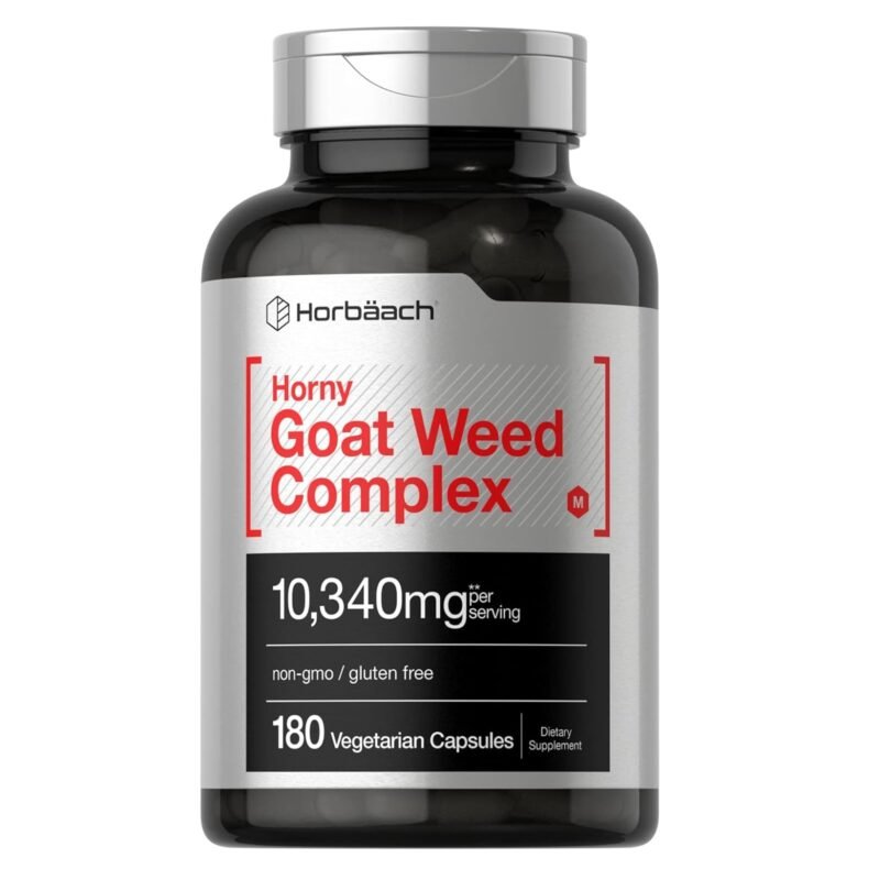 Horbäach Horny Goat Weed Complex | 10,340 mg | 180 Capsules | Vegetarian, Non-GMO, and Gluten Free Formula with Tribulus, Maca, Yohimbe, and L-Arginine