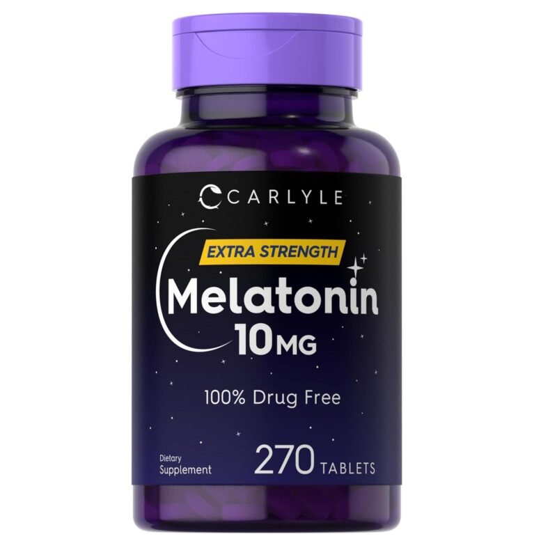 Carlyle Melatonin 10mg | 270 Tablets | with L-Theanine | Vegetarian, Non-GMO, Gluten Free Supplement