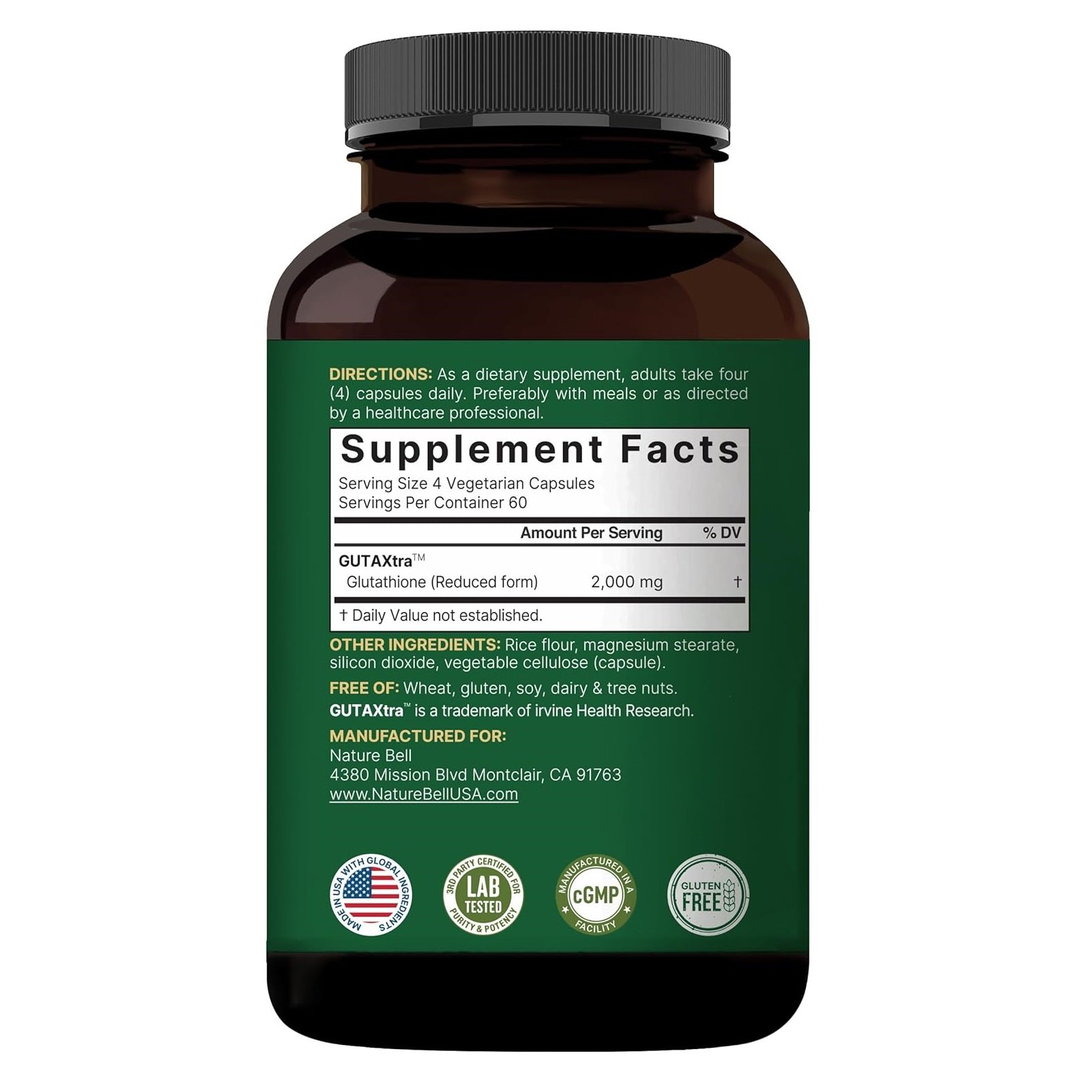 NatureBell Glutathione Supplement 2,000mg Per Serving, 240 Veggie Capsules | 98%+ Purity Verified, Bioavailable Reduced Glutathione Pills, Active Form, Master Antioxidant – Vegan Friendly & Non-GMO - الصورة 2