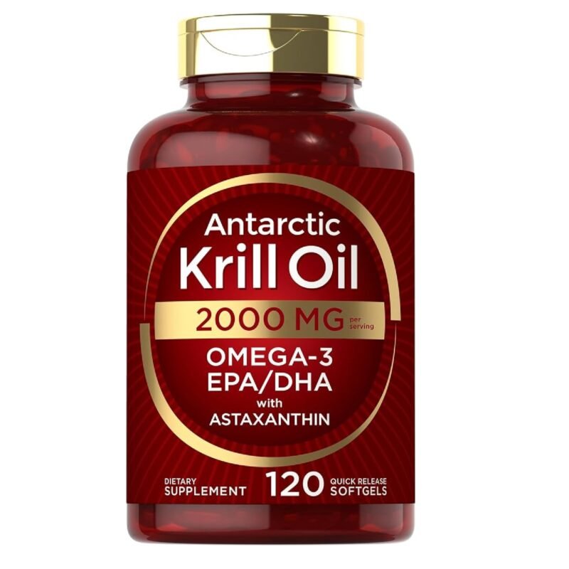 Carlyle Antarctic Krill Oil 2000 mg 120 Softgels | Omega-3 EPA، DHA، with Astaxanthin Supplement Sourced from Red Krill | أقصى قوة | مختبر تم اختباره
