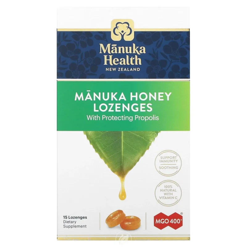 Manuka Health, Manuka Honey Lozenges, Propolis, MGO 400, 15 Lozenges, Pack of 2