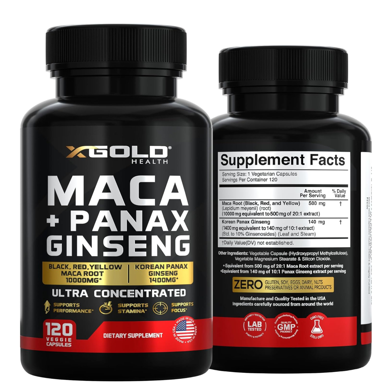 كبسولات جذور ماكا 10000 مجم + جينسنغ باناكس كوري 1400 مجم - 20 × مستخلص مركز اسود + احمر + جذر ماكا اصفر، 10 كبسولات باناكس جينسنغ مركزة - فائقة القوة ونقاء عالي - الصورة 3