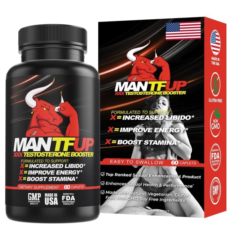 MANTFUP Vitality Enhancer for Men | Fast-Acting Testosterone Booster & Daily Supplement to Support Male Health & Libido | Potenciadores de Testosterona | Made in USA (1 Month Supply, 60 Caplets)