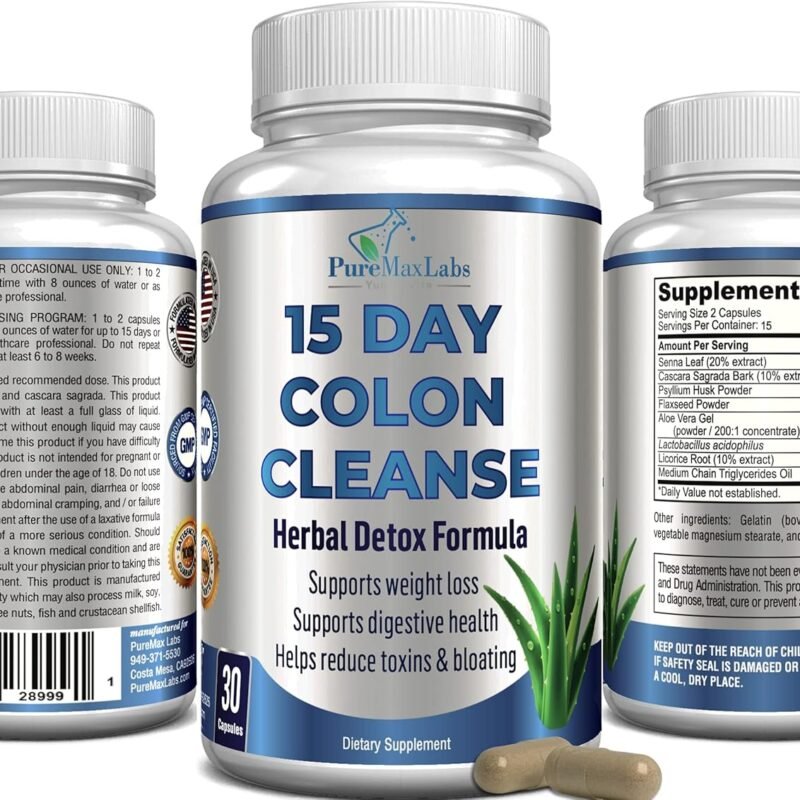 منظف القولون 15 يومًا للتخلص من السموم، تركيبة الأعشاب للتخلص من السموم لفقدان الوزن، وتخفيف الإمساك، تعزز الطاقة. السموم الزائدة، منظف طبيعي آمن للرجال والنساء - 30 كبسولة