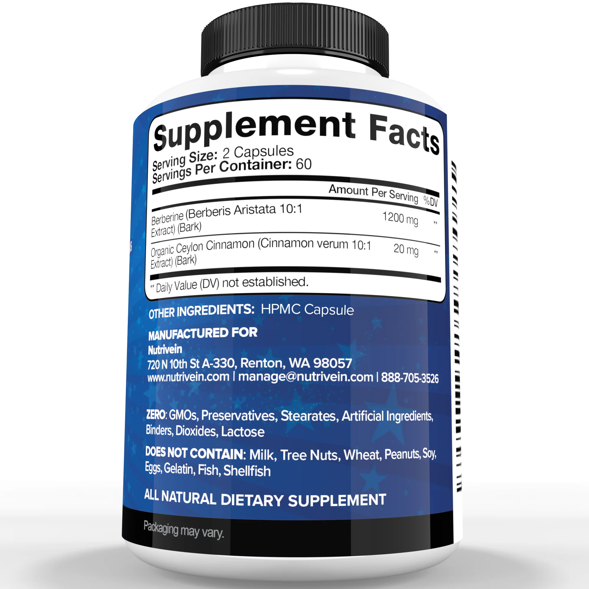 Berberine Plus Organic Ceylon Cinnamon - 120 Capsules - الصورة 3