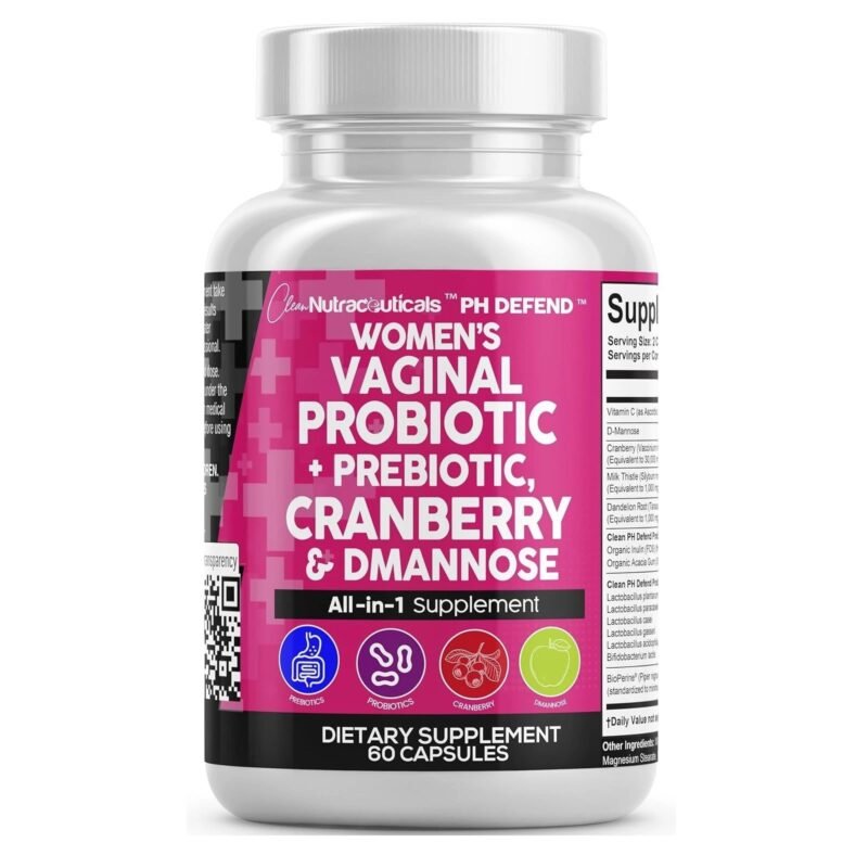 Clean Nutraceuticals Vaginal Probiotics for Women with Cranberry, D-Mannose, Pre