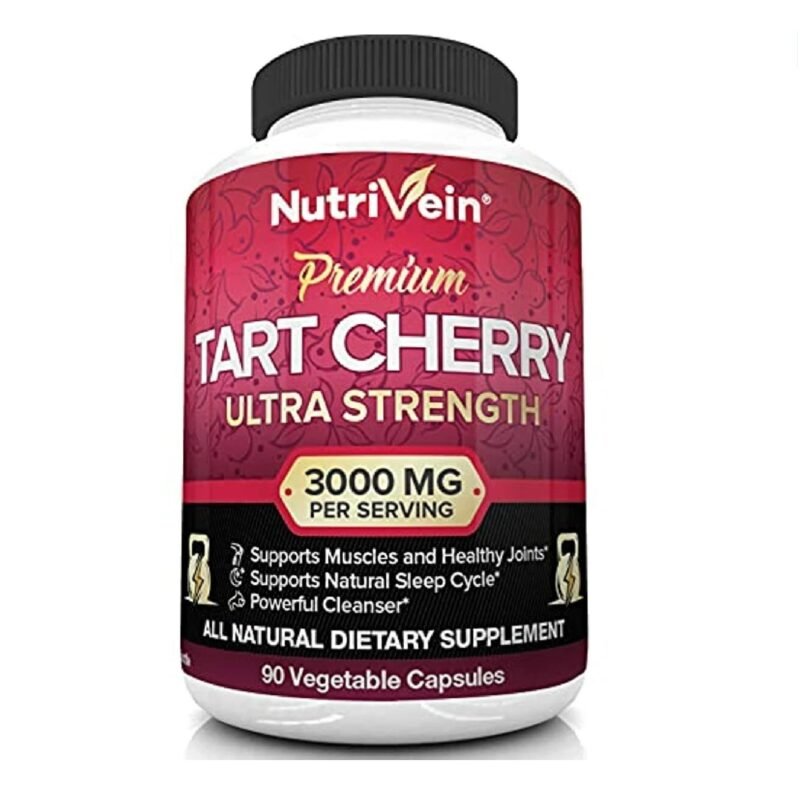 Nutrivein Tart Cherry Capsules 3000mg - 90 Vegan Pills - Antioxidants, Flavonoid