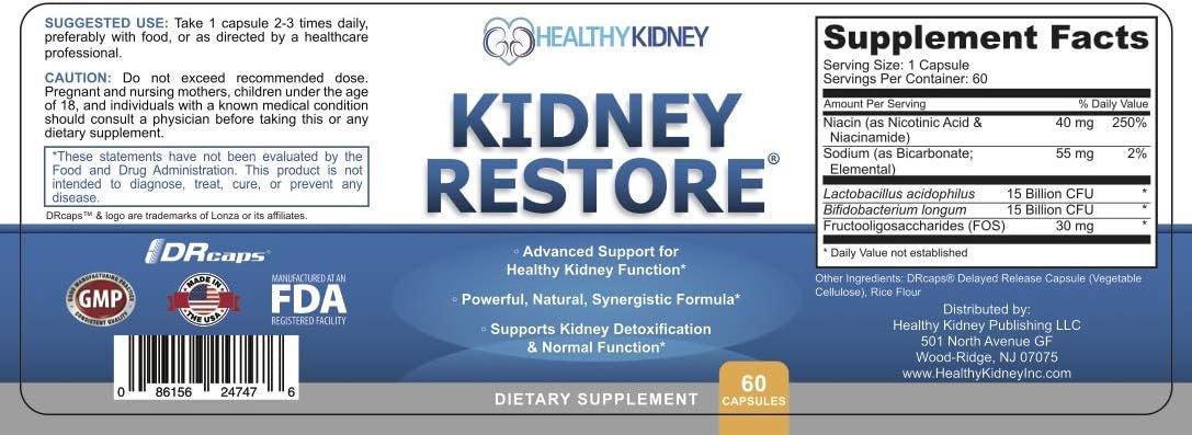 Kidney Restore Kidney Cleanse 60 caps - الصورة 2