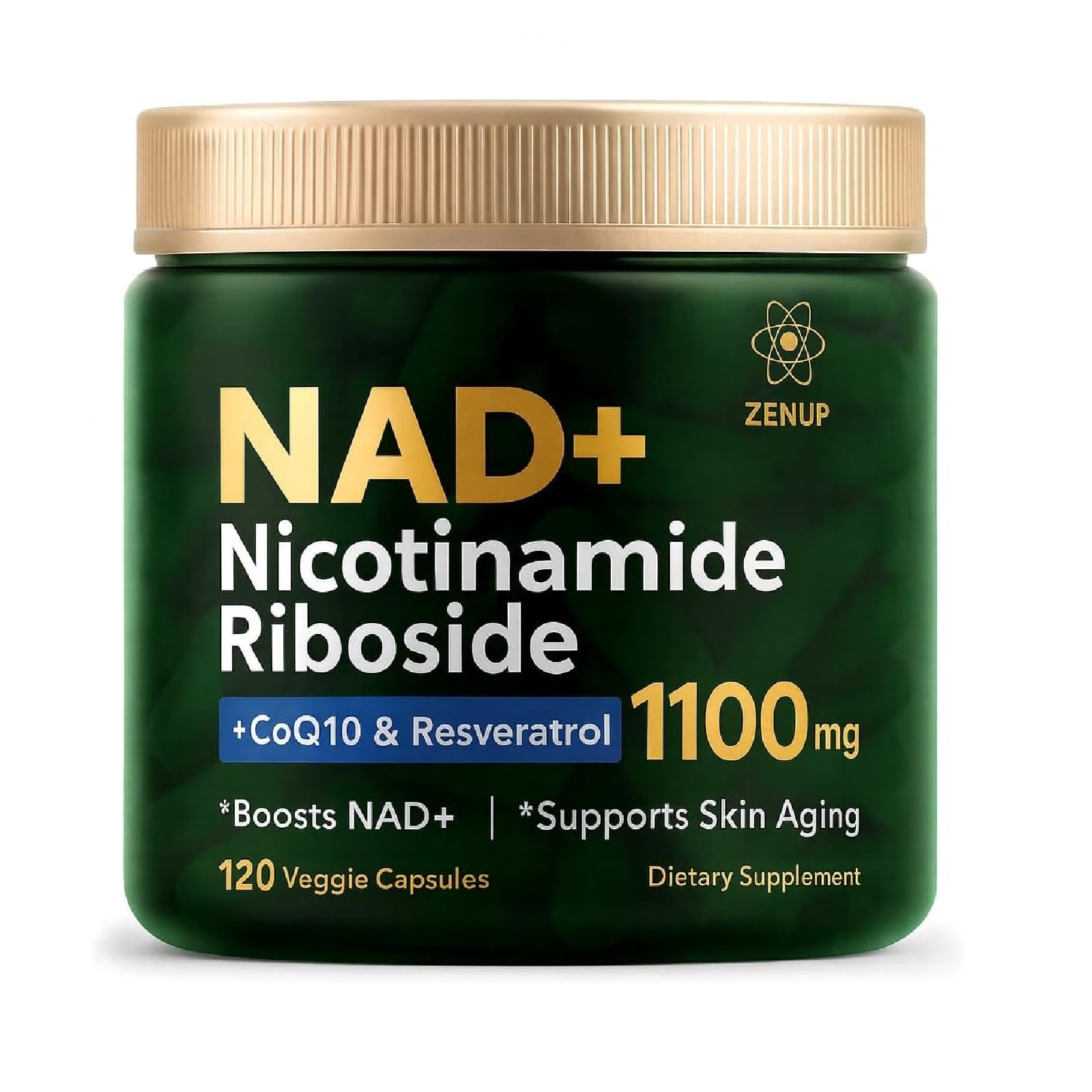 NAD+ Supplement | 1100mg Liposomal Nicotinamide Riboside with Resveratrol & Quercetin | Anti-Aging, Cellular Energy | 120 Caps