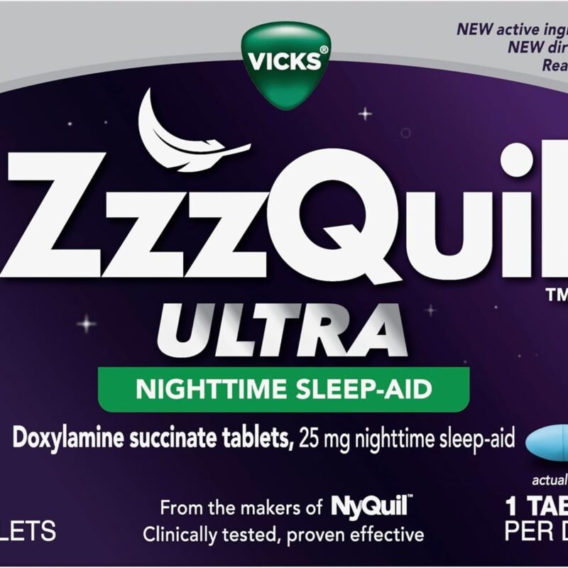 ZzzQuil ULTRA, Sleep Aid, Doxylamine Succinate 25mg, Sleep Aids for Adults, Nighttime Sleep Aid, 48 Tablets