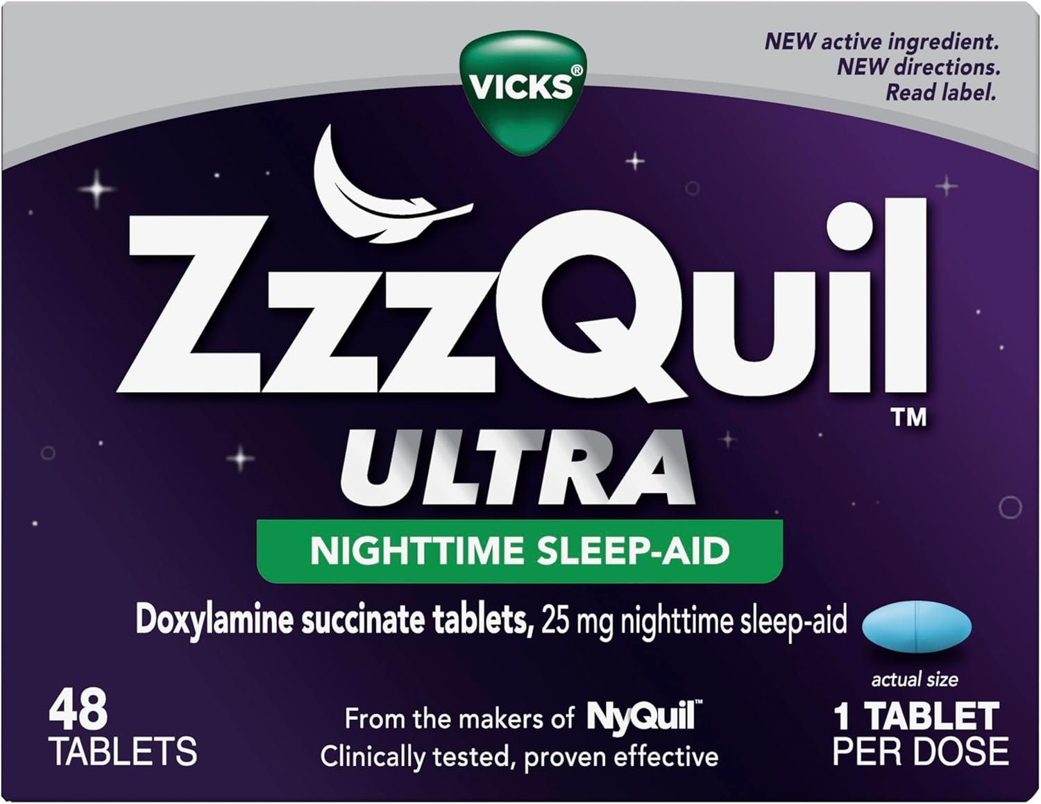 ZzzQuil ULTRA, Sleep Aid, Doxylamine Succinate 25mg, Sleep Aids for Adults, Nighttime Sleep Aid, 48 Tablets