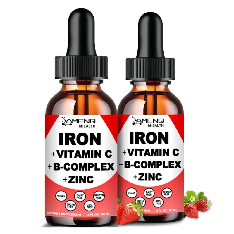 Liquid Iron Supplement w/Vitamin C, A, B-Complex, Vegan Iron