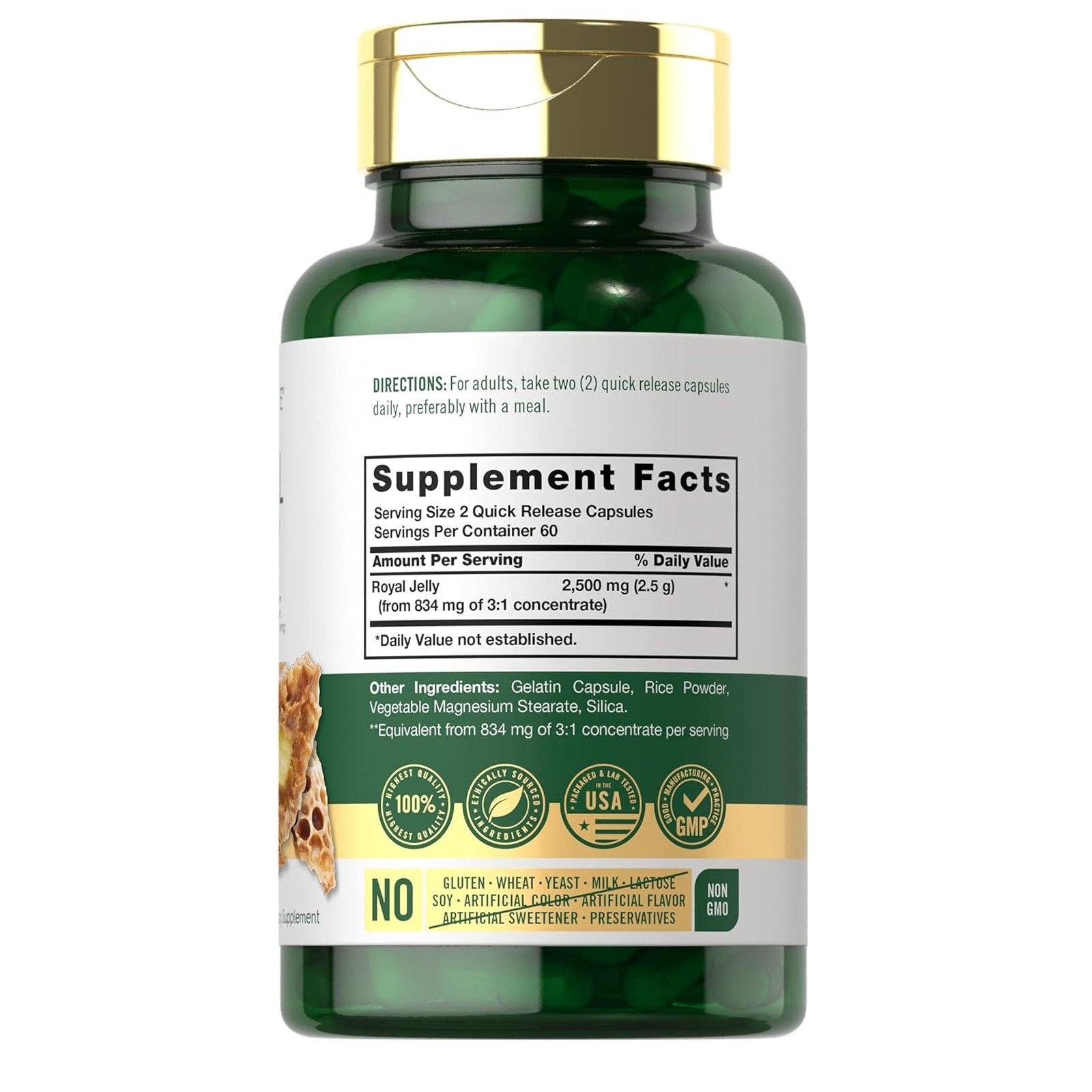 Carlyle Royal Jelly Capsule | 2500mg | 120 Count | Non-GMO and Gluten Free Formula | Traditional Supplement - الصورة 2