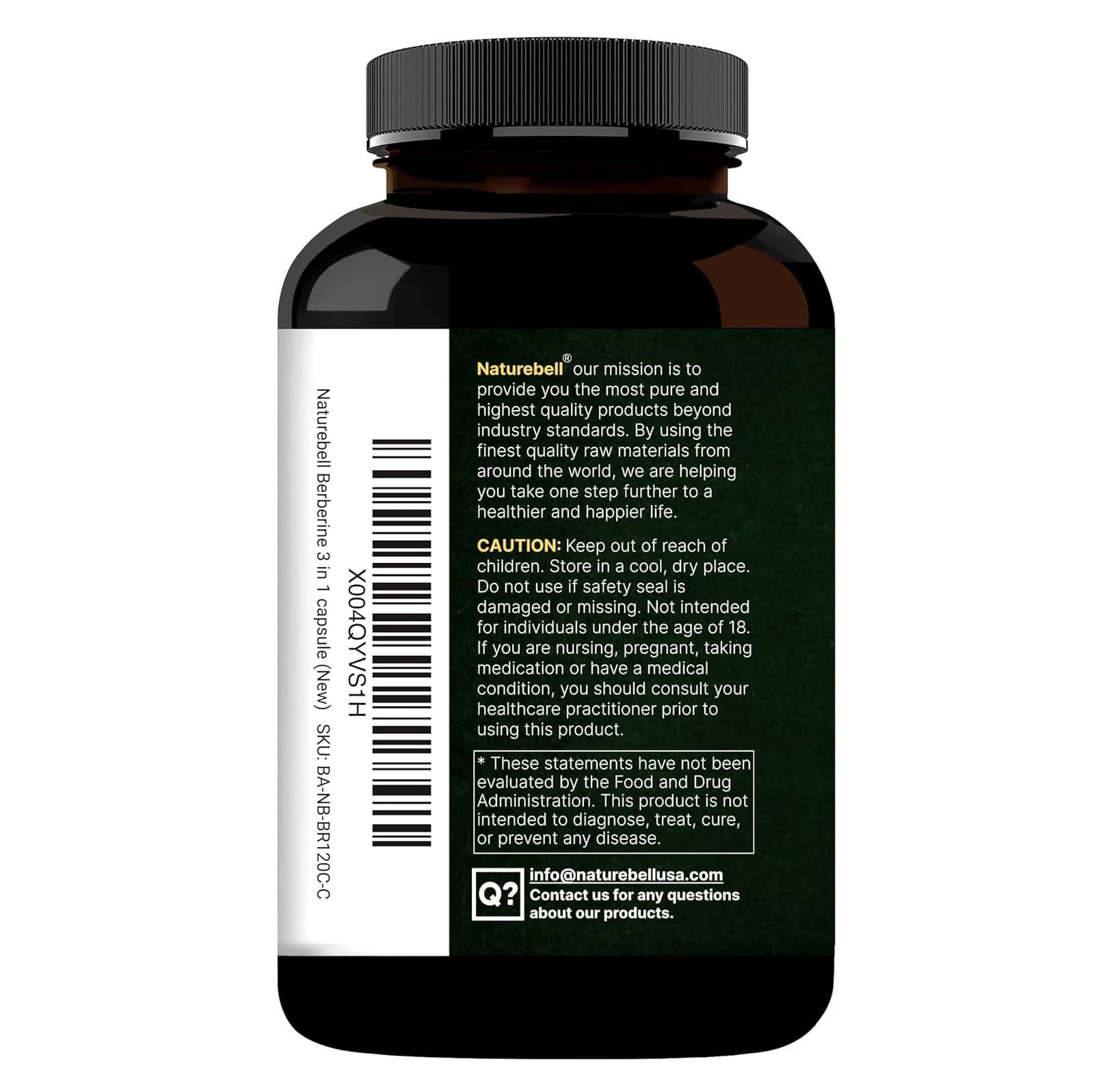 NatureBell Berberine Supplement 1,500mg with Ceylon Cinnamon & Turmeric Root, 240 Veggie Capsules - الصورة 3