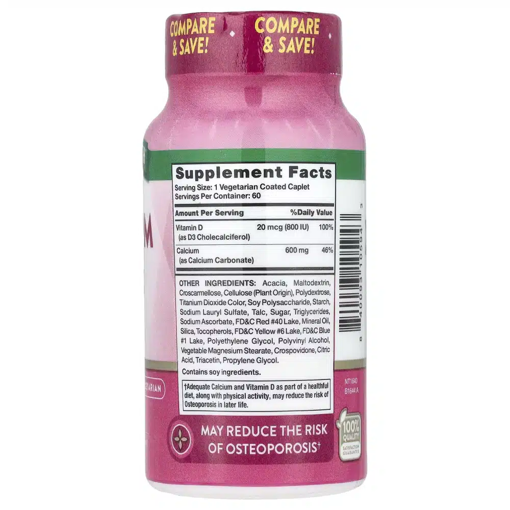 NATURES TRUTH CALCIUM 600MG+D3 60 CAPS - الصورة 2