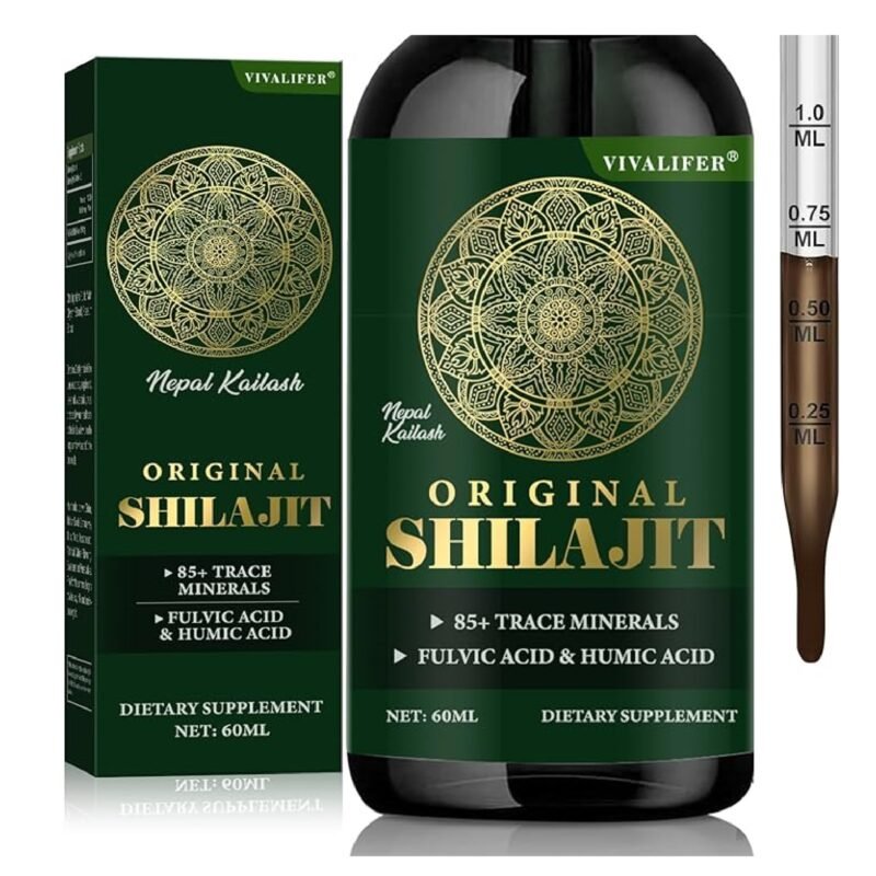 Shilajit Resin Liquid Drops - Pure Himalayan Shilajit with 85+ Trace Minerals for Brain Booster, Energy & Immune Support- 2oz Bottle (60 Day Supply)