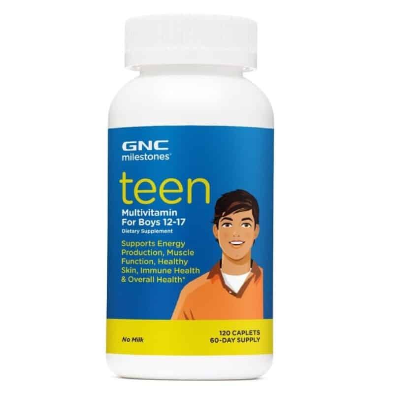 GNC Milestones Teen Multivitamin for Boys 12-17, Supports Energy Production and Muscle Function,120 Caplets