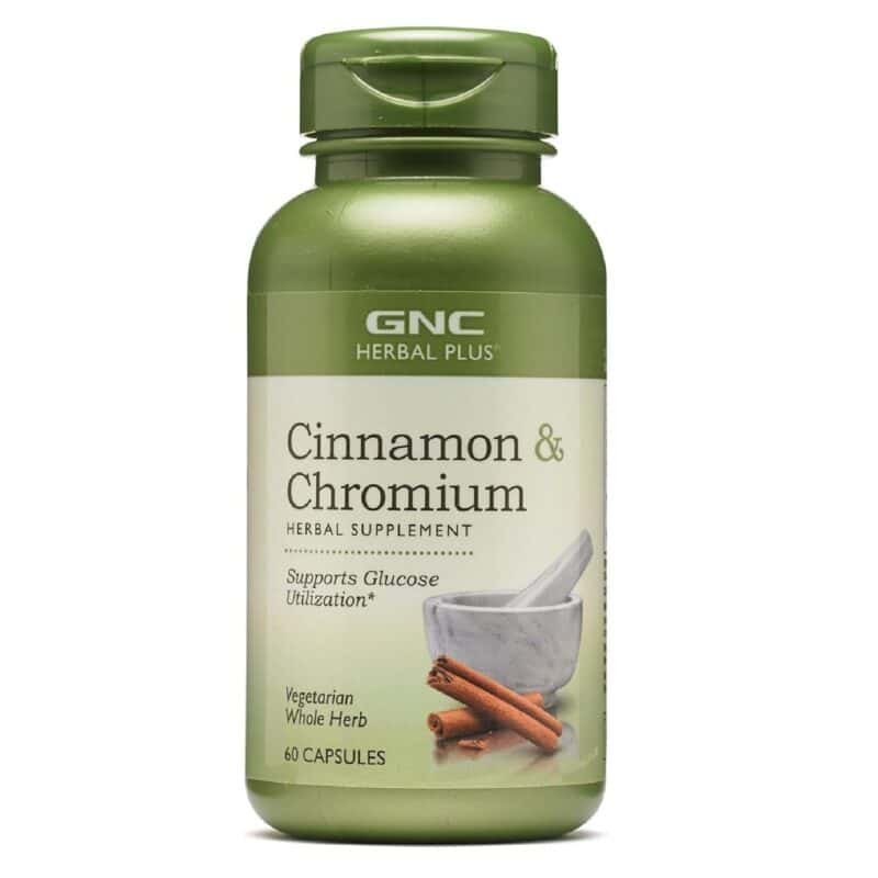 GNC Herbal Plus Cinnamon & Chromium Supplement, Vegetarian 30 Servings