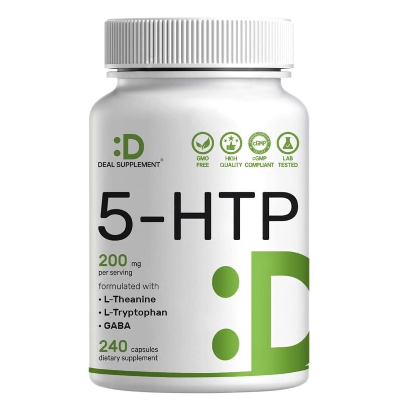 5-HTP 200mg Softgels, 240 Counts, Highly Purified 98% Griffonia Seed Extract, 3 Months Supply, Advanced 5 HTP Supplements for Positive Mood, Anxiety and Sleep Aid