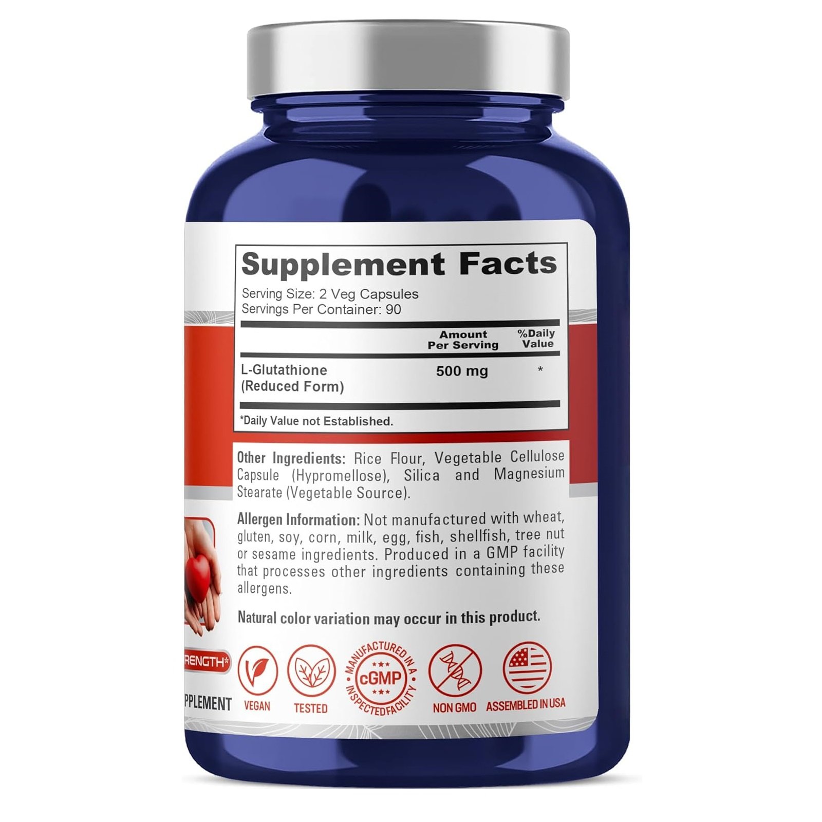 NusaPure Reduced Glutathione 500mg 180 Veggie Capsules - الصورة 3