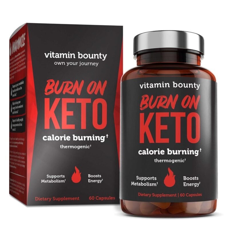 Vitamin Bounty Burn On Thermogenic Keto Fat Burner for Men & Women - Weight Loss Supplement with Raspberry Ketones - Metabolism Booster, Energy Pills, Appetite Suppressant - 60 Capsules