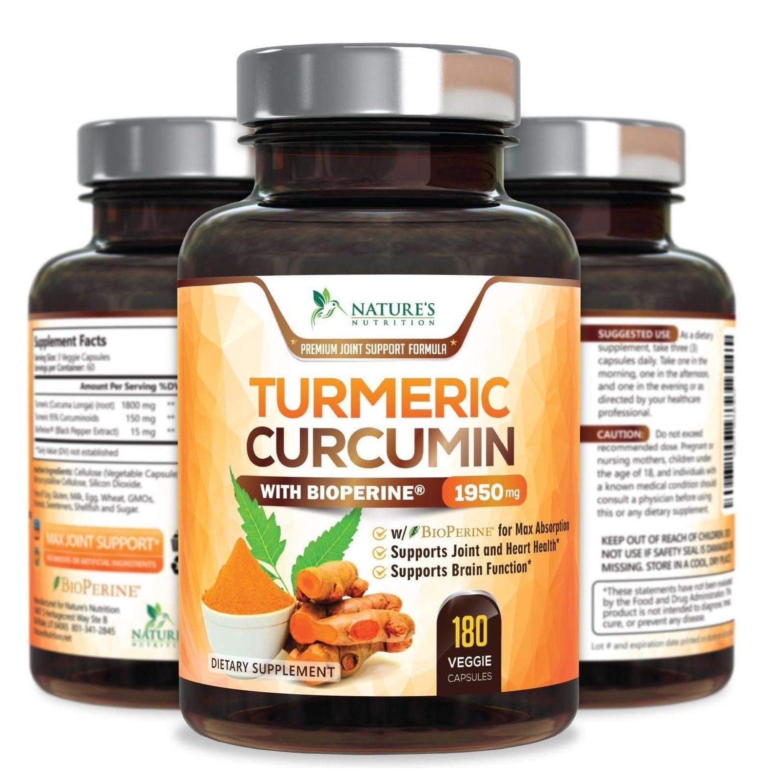 Turmeric Curcumin Max Potency Curcuminoids 1950mg 180 Capsules
