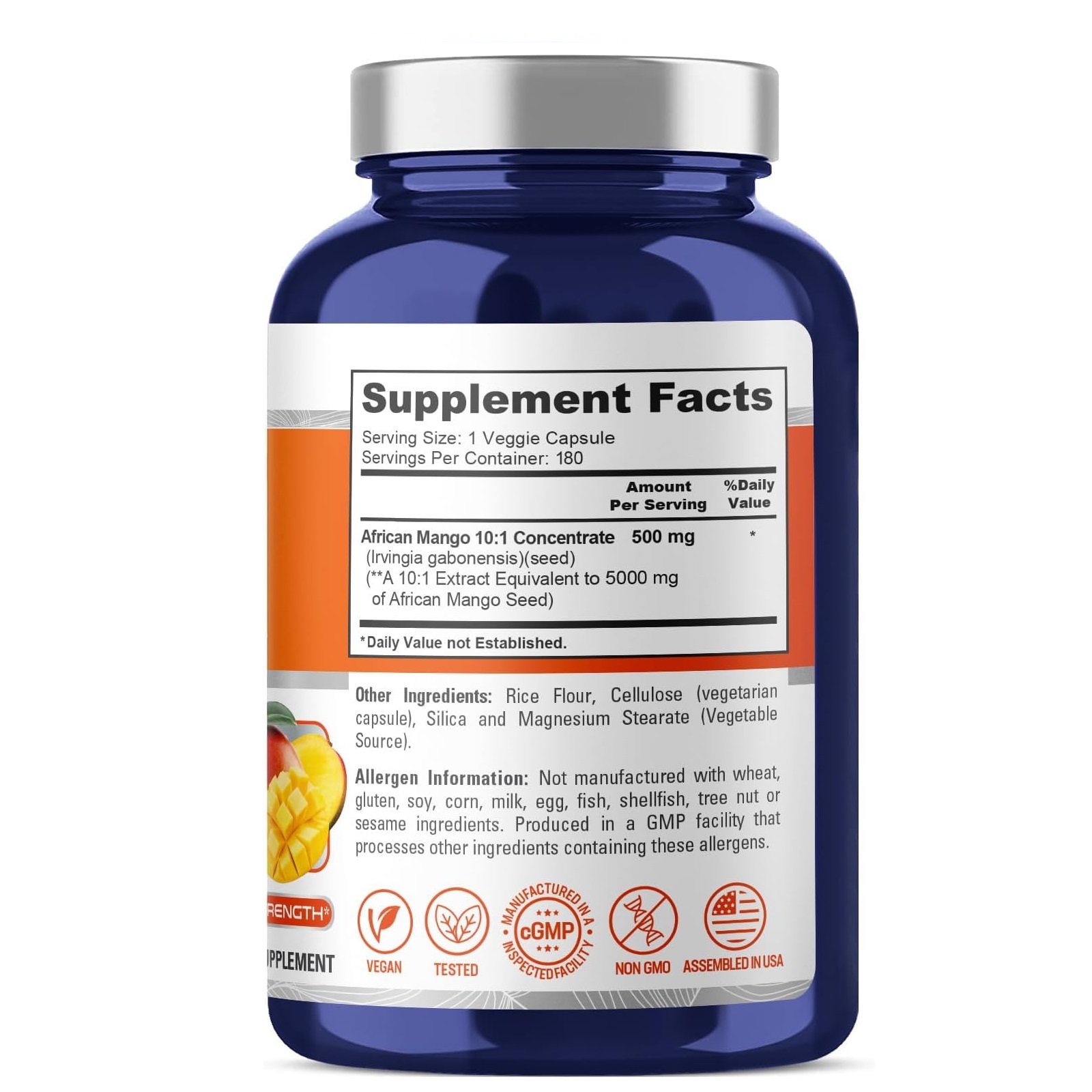 NusaPure African Mango 10:1 Extract, 500 mg Equivalent to 5,000 mg per Veggie Caps 180 Capsules - الصورة 2