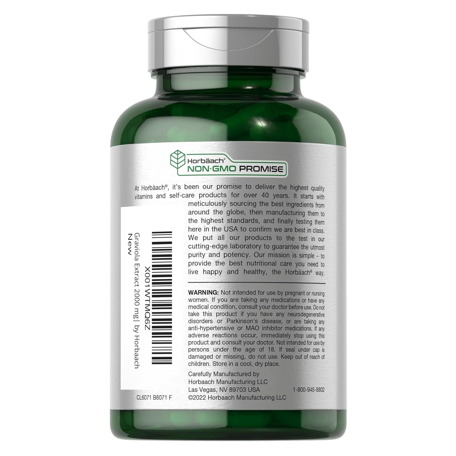 Horbäach Graviola Extract 2000 mg 120 Capsules With Graviola Proprietary Blend Ingredient - الصورة 3