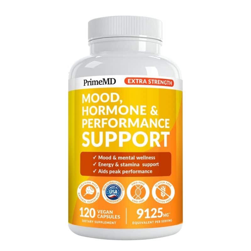 PrimeMD 19-in-1 Extra Strength Peruvian Maca Root Capsules - 9125 mg Ashwagandha Supplements with Fenugreek and Ginseng for Mood, Hormone and Performance Support (120 ct)