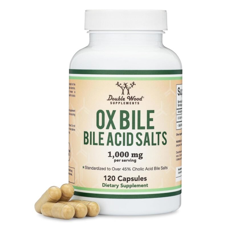 Double Wood Supplements Ox Bile Supplement Without Gallbladder (1,000Mg Per Serving, 500 Mg Per Capsule, 120 Capsules)