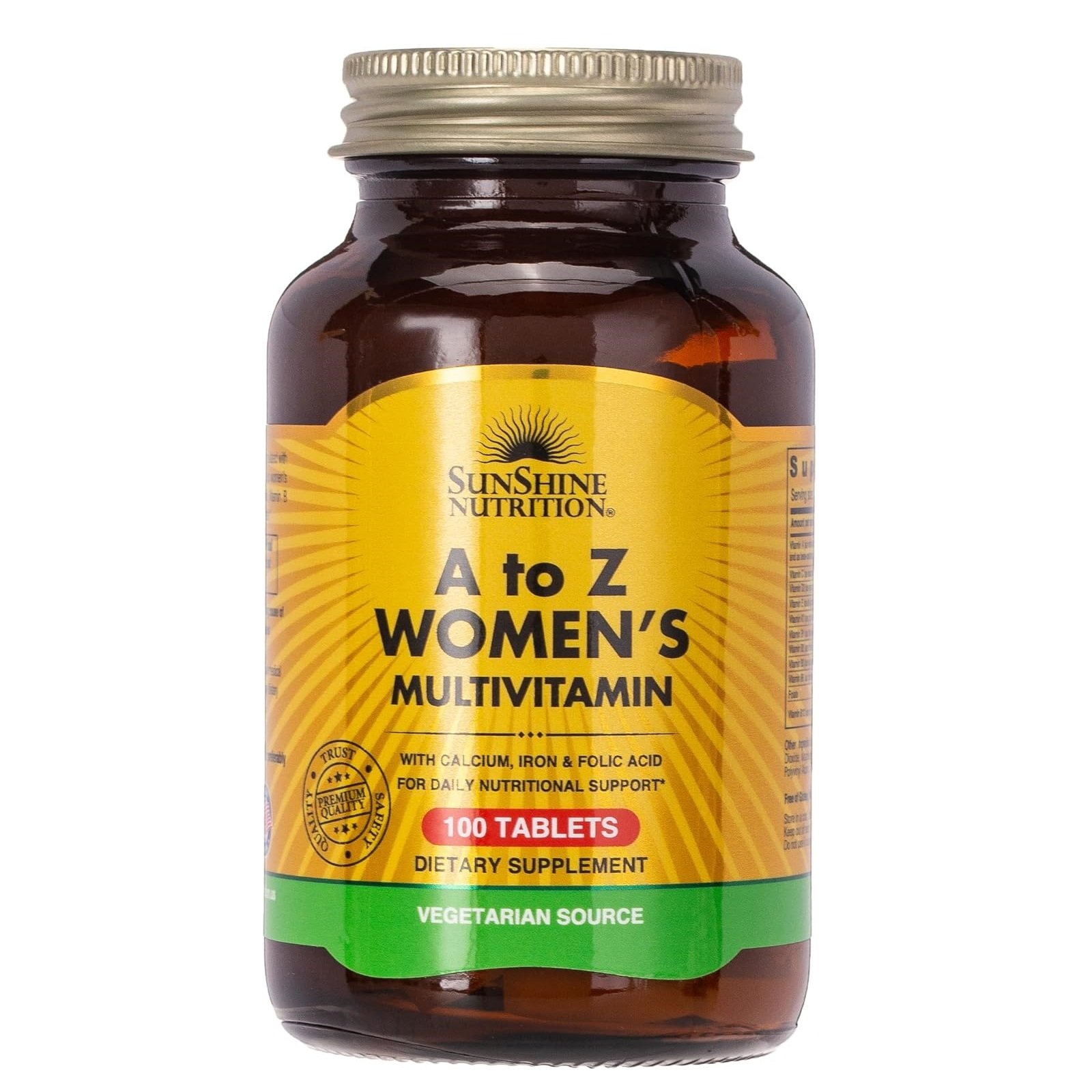 Sunshine Nutrition A To Z Women's Multivitamins 100 Vegetarian Tablets