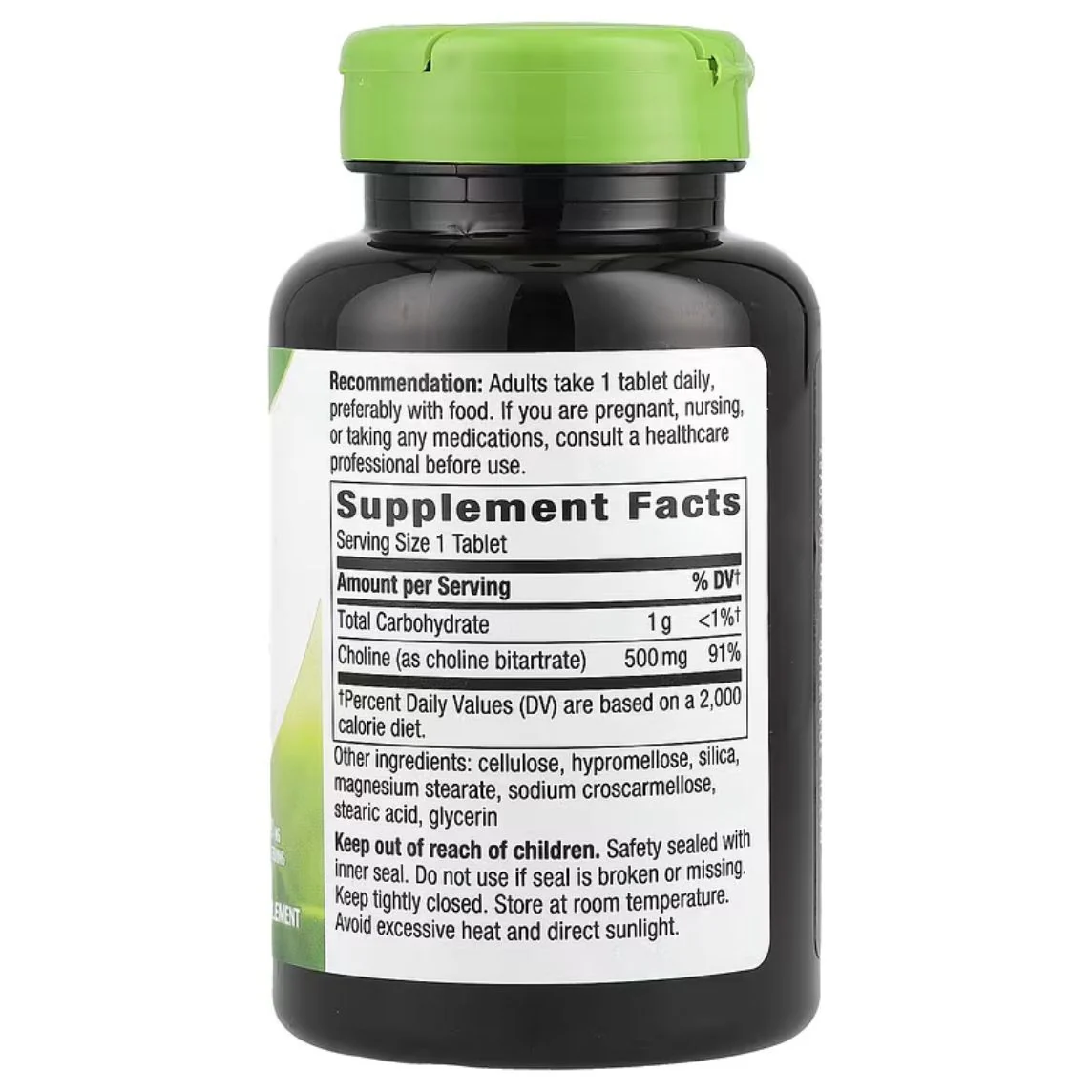 Nature's Way, Choline, 500 mg, 100 Vegan Tablets - الصورة 2