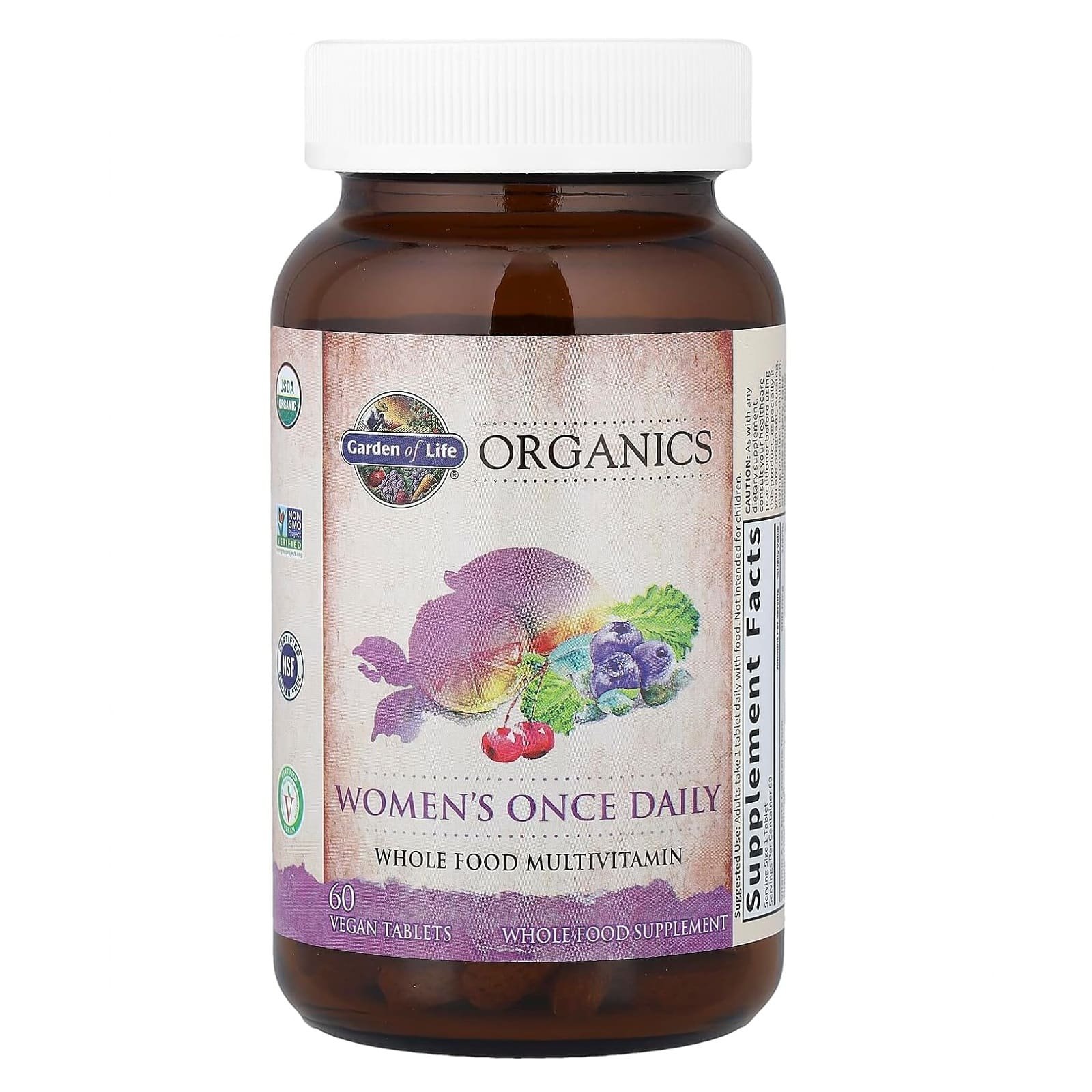 Garden of Life Organics Multivitamin for Women - Women's Once Daily Multi - Whole Food Multi with Iron, Biotin, Vegan Organic Womens Multivitamin for Health, Energy Hair Skin and Nails, 60 Tablets - الصورة 3