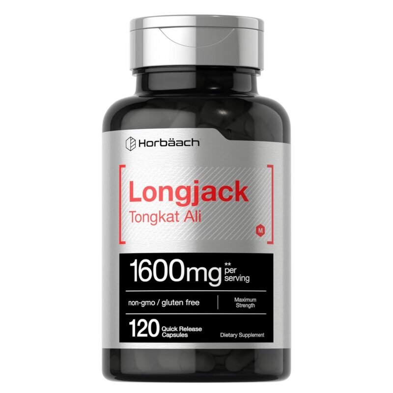 Horbäach Longjack Tongkat Ali for Men and Women | 120 Capsules | Extract Supplement | Maximum Strength Pills | Eurycoma Longifolia | Non-GMO and Gluten Free