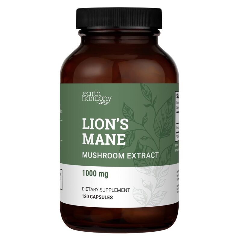 Organic Lions Mane Supplement (1000mg), 2-Month Supply Lion's Mane Mushroom Supplement Extract to Support Focus, Memory (120 Capsules)