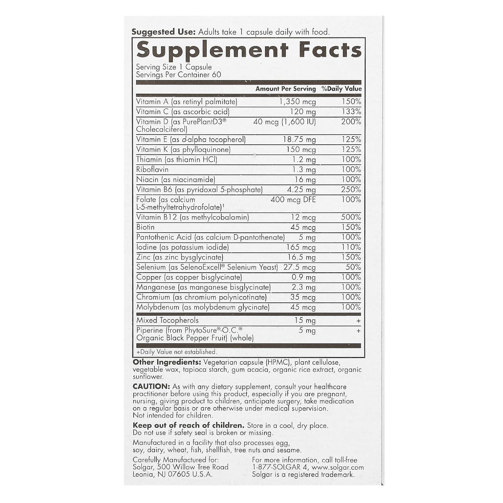 Solgar, One Daily Men's Multi , 60 Capsules - الصورة 2
