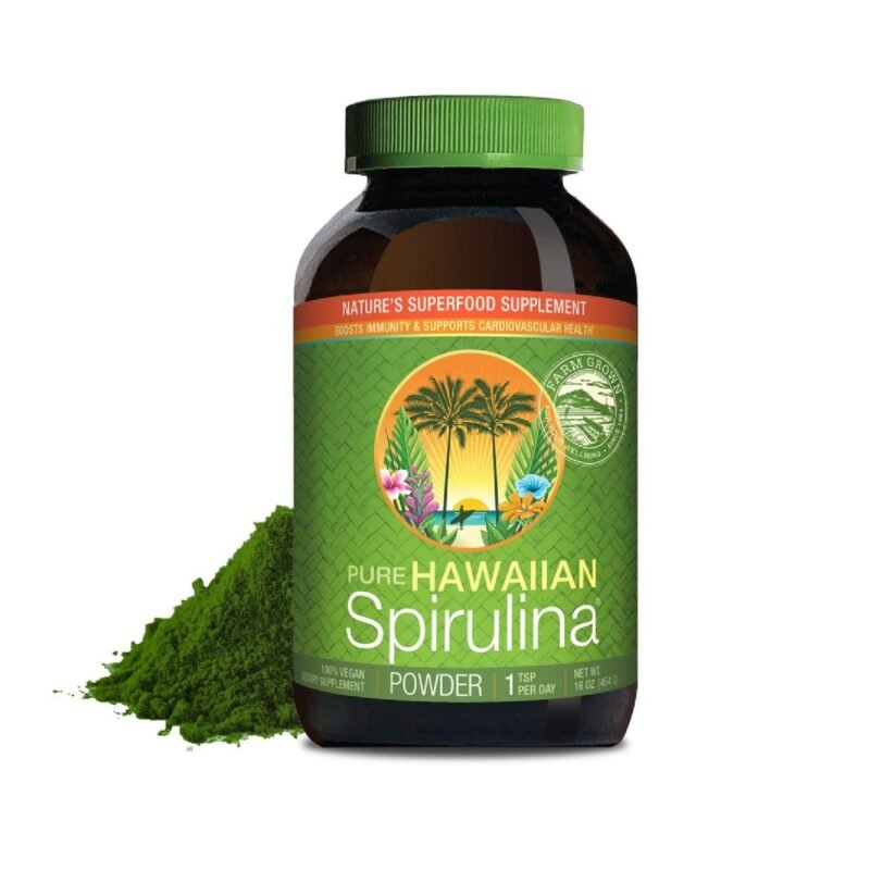 Nutrex Hawaii Pure Hawaiian Spirulina Powder - Vegan Superfood, Farm Grown in Kona, Non-GMO, Immune Support & Cellular Energy, 16 Oz