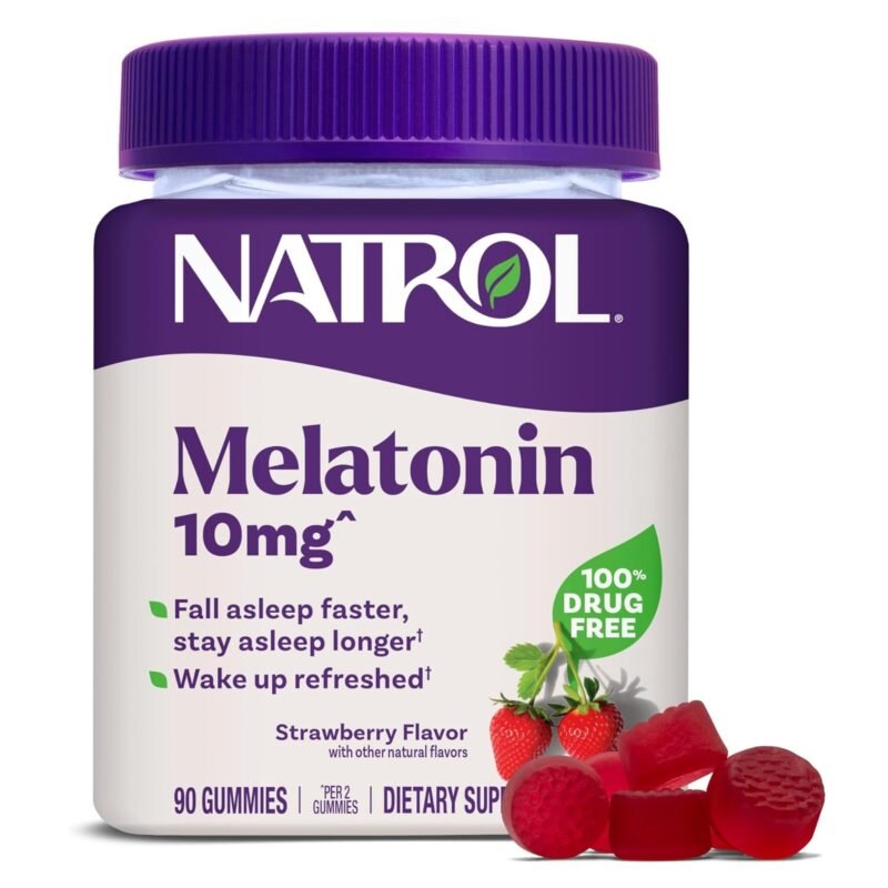 Natrol Melatonin 10mg 90 Strawberry Gummies - Make Rest Easier - Vegan - Made in USA