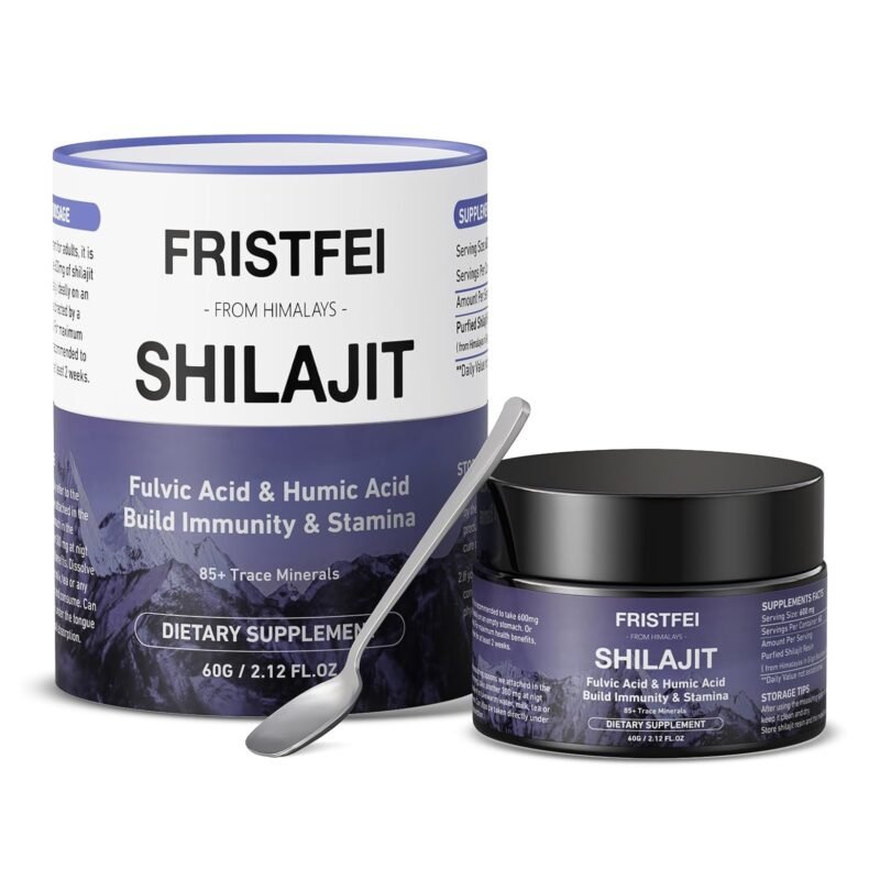 Fristfei Shilajit Pure Himalayan Organic Gold Grade Natural Shilajit Resin for Men&Women - Himalayn Shilajit with 85+ Trace Minerals & Fulvic Acid, 60 Grams