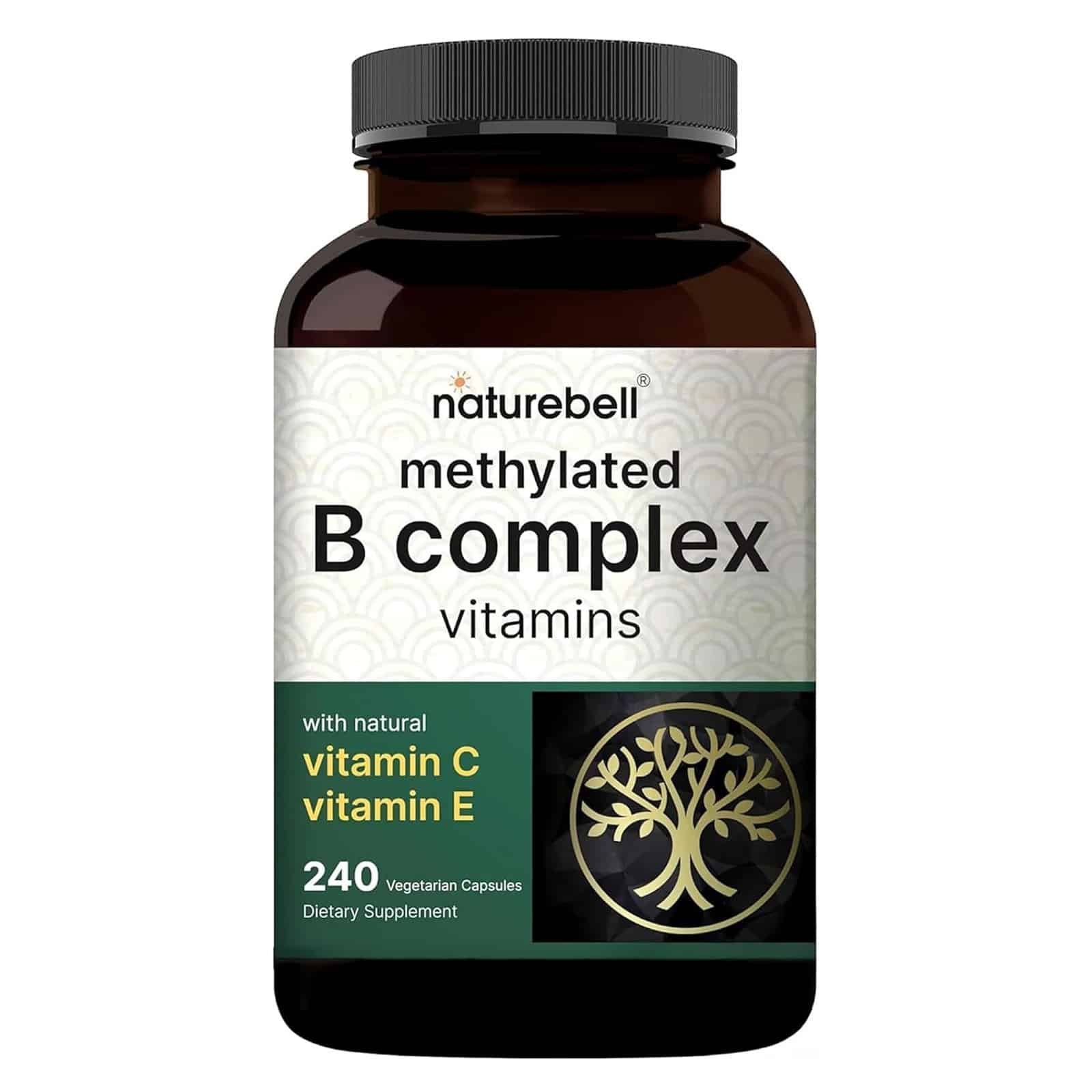 NatureBell Methylated B Complex Vitamins - 240 Vegetarian Capsules - High Bioavailability 12-in-1 Formula - for Immune Health & Energy Support