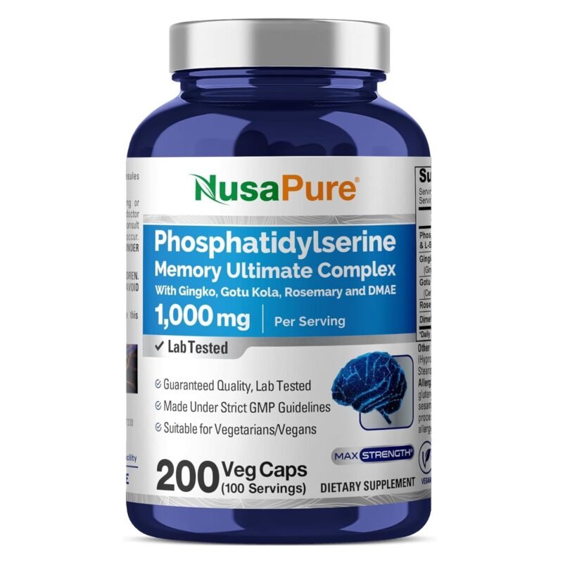 NusaPure Phosphatidylserine Memory Ultimate Complex 1000mg 200 Vegetarian Caps (Vegan, Non-GMO)