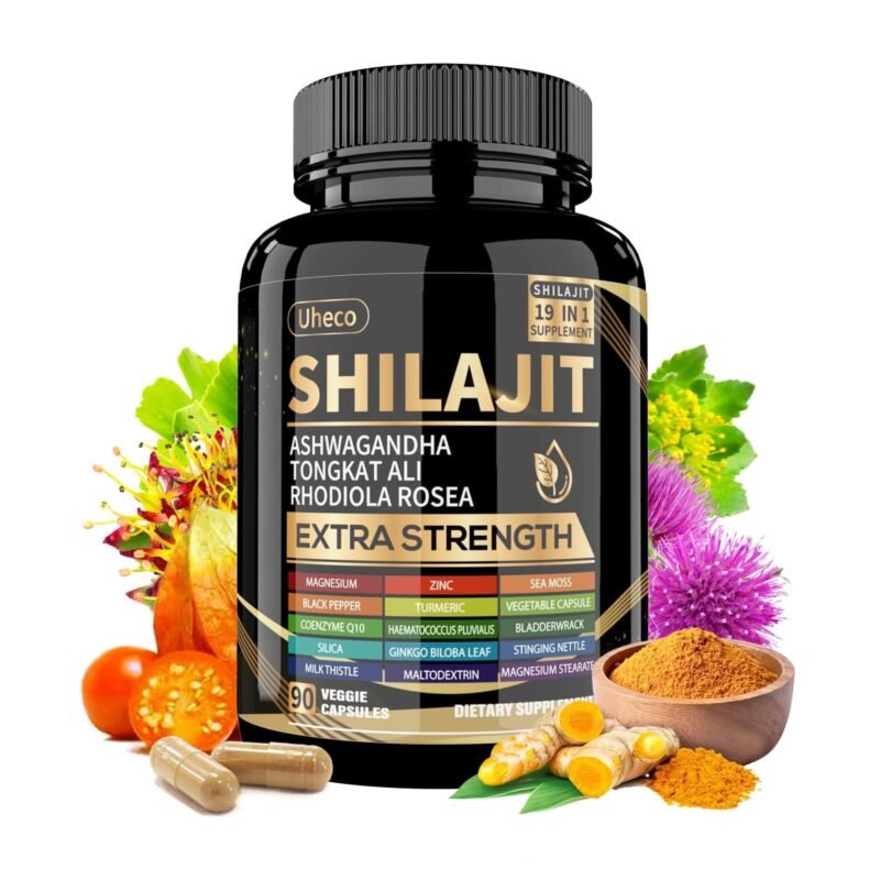 Shilajit Supplement with Sea Moss, Ashwagandha, Tongkat Ali - Shilajit Pure Himalayan Organic Fulvic Acid Capsules - 90 Count