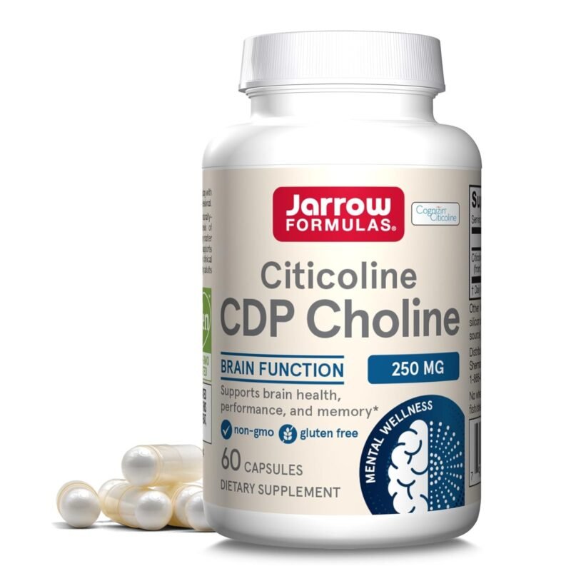 Jarrow Formulas Citicoline CDP 250 MG, CDP Choline Supplements, Support Brain Health, Performance and Memory, 60 Capsules, Up to a 60 Day Supply