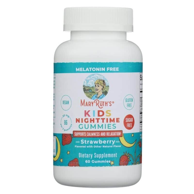 MARYRUTH'S Kids Nighttime Gummies | Sugar Free | NO Melatonin with L Theanine, Lemon Balm, Chamomile, Vitamin B6 | Relaxation Support for Kids 2+ | Vegan | Non-GMO | Gluten Free | 60 Count
