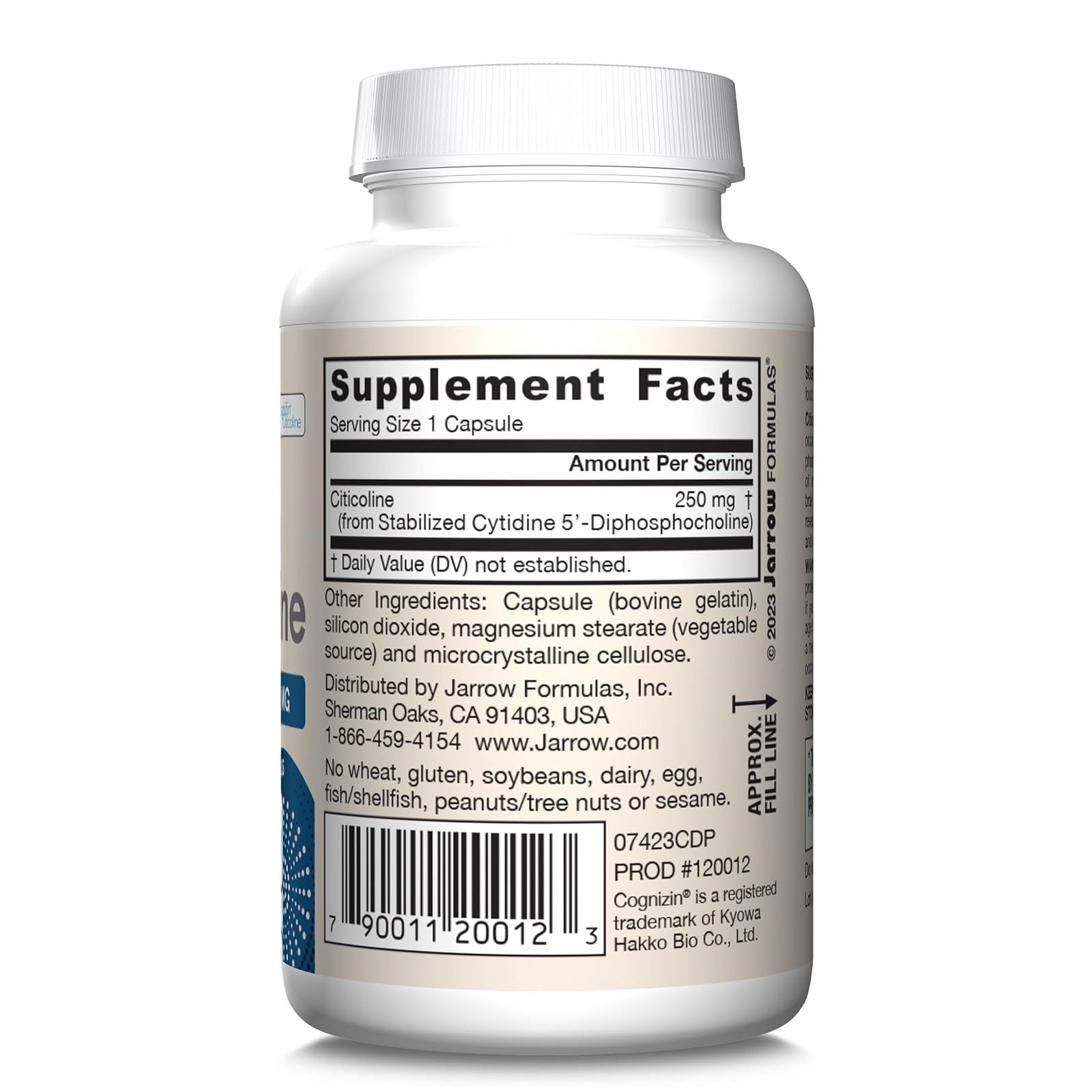 Jarrow Formulas Citicoline CDP 250 MG, CDP Choline Supplements, Support Brain Health, Performance and Memory, 60 Capsules, Up to a 60 Day Supply - الصورة 2