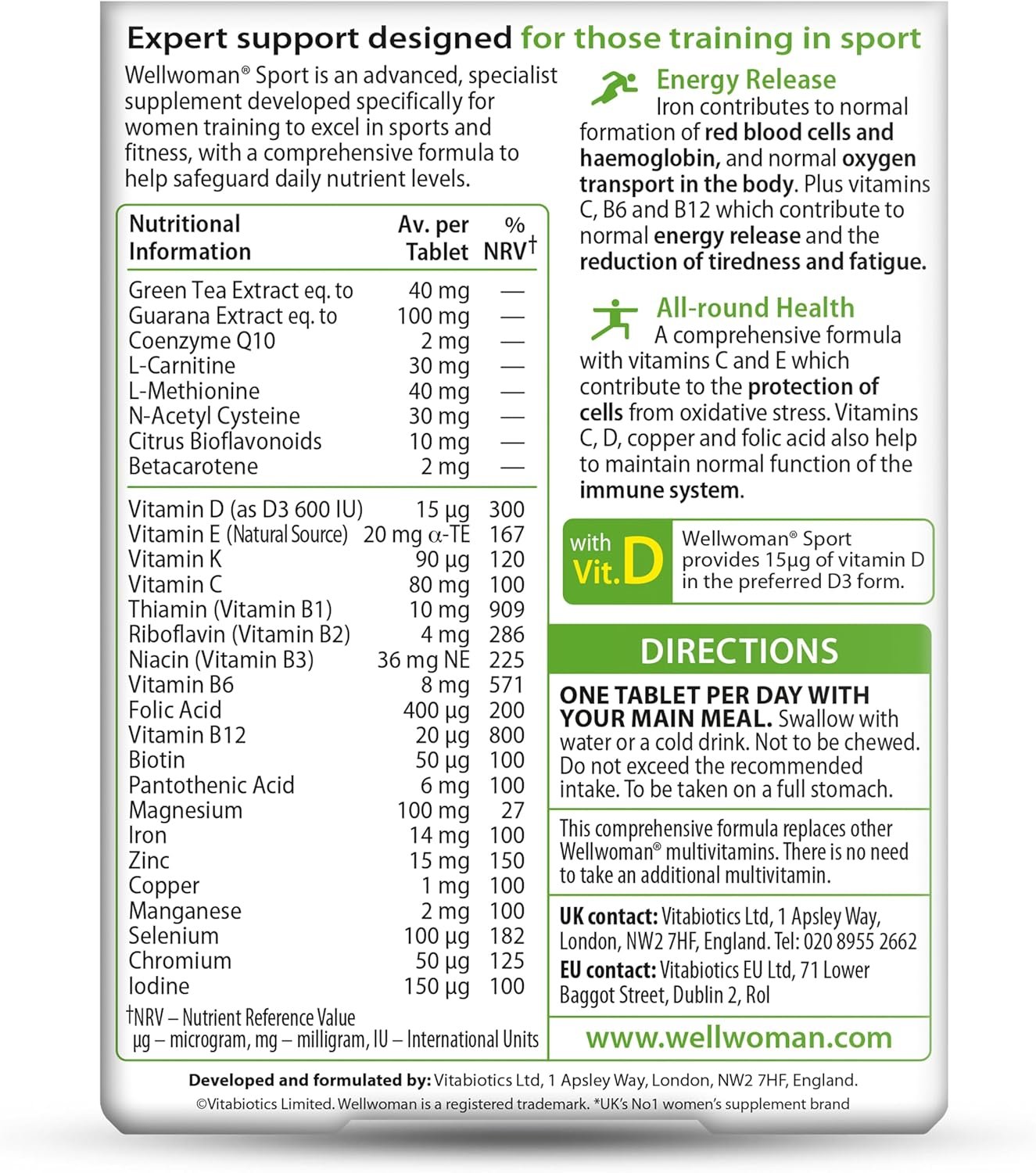 Vitabiotics Wellwoman Sport and Fitness - 30 Tablets - الصورة 2