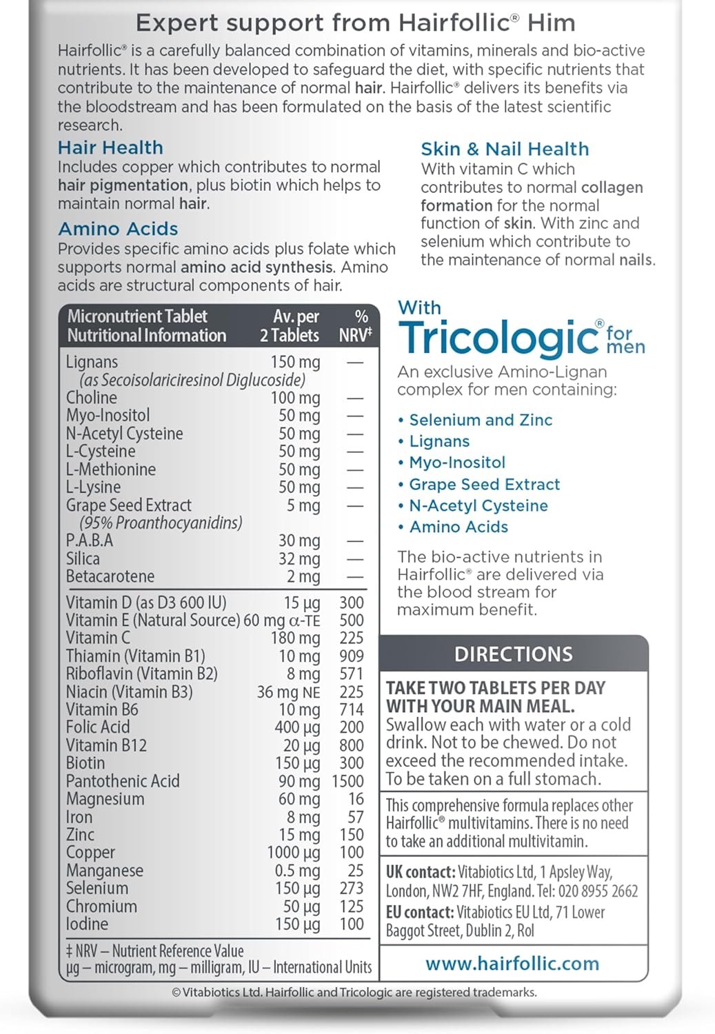 Hairfollic Him, for Men - 30 Tablets, 30 Count - الصورة 2